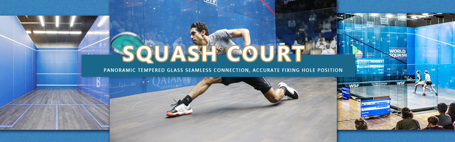 စကွပ်စင်တာအတွက် မှန်/သစ်သား နံရံအပြည့် Squash Court ဆောက်လုပ်ရေး အိတ်ဆောင် Squash Court ကြမ်းခင်း